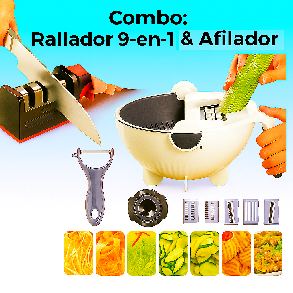 Combo Rallador 9‑en‑1 & Afilador