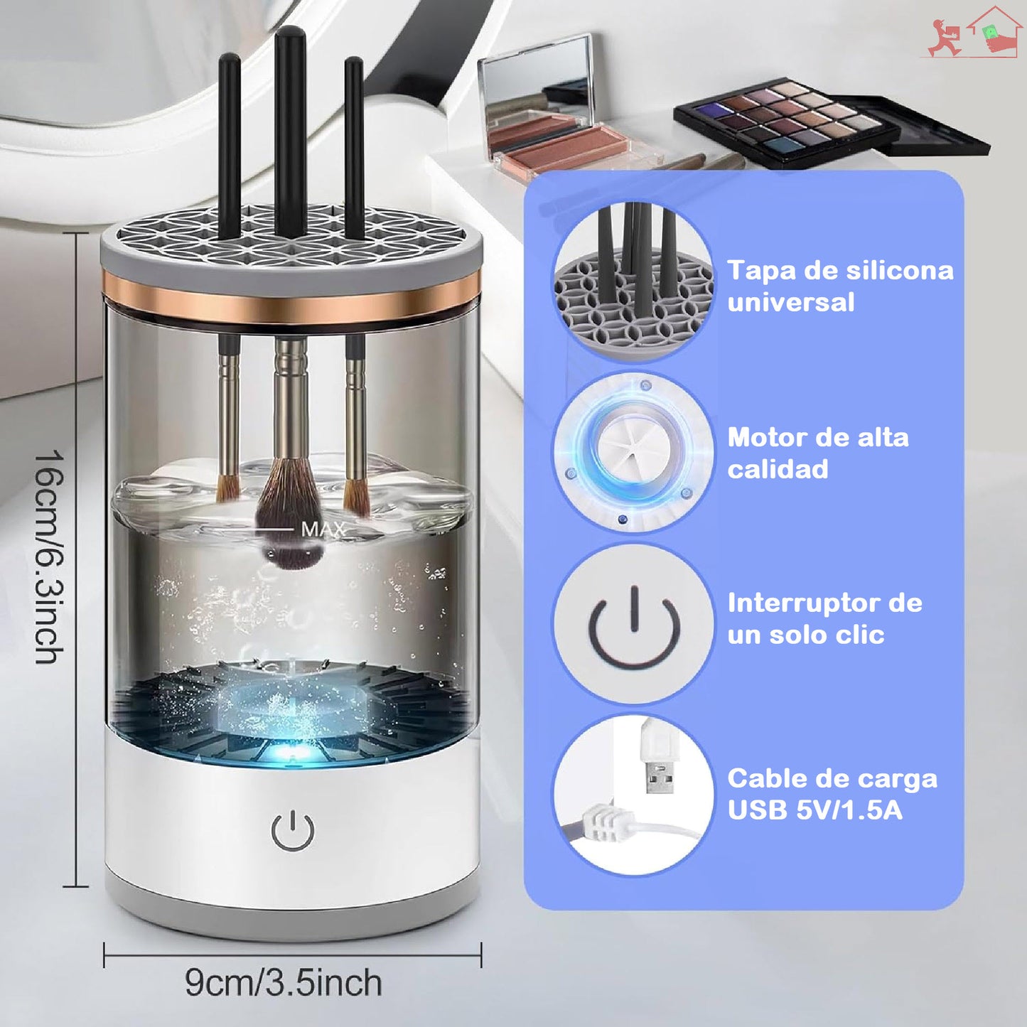 Lavadora Automática De Brochas Maquillaje Eléctrico Portatil